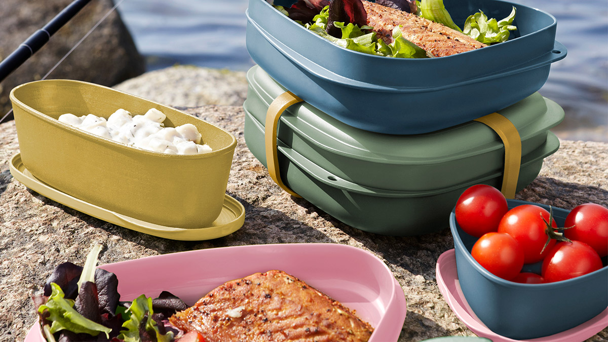 Zestaw plastikowych naczyń turystycznych Light My Fire LunchKit Bio - kolor: sandygreen (zielony)